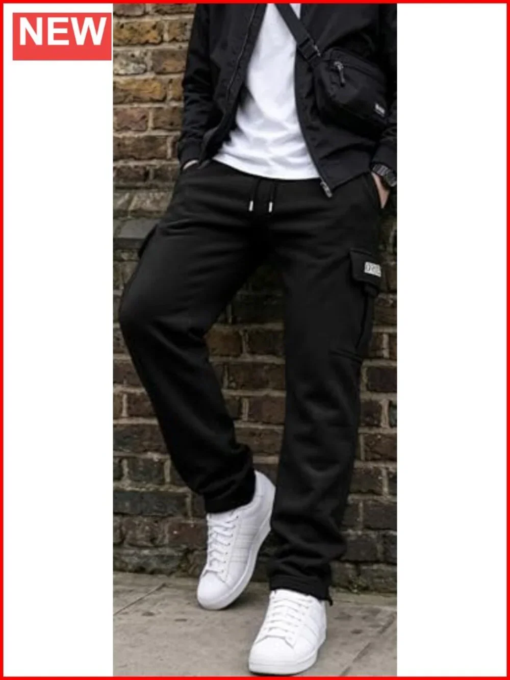 Cargo Sweatpants Drawstring Joggers Athletic Trousers Cotton Straight Pants
